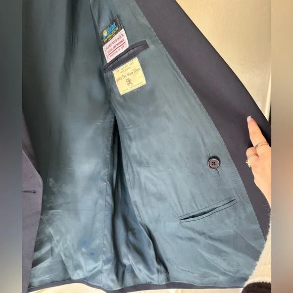 Luigi Cardini 100% Merino Wool Sport Coat Blazer 44R Blue Luxury Made in Italy - Picture 6 of 13